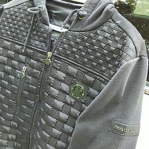 Philipp Plein Black Hooded Jacket for Men